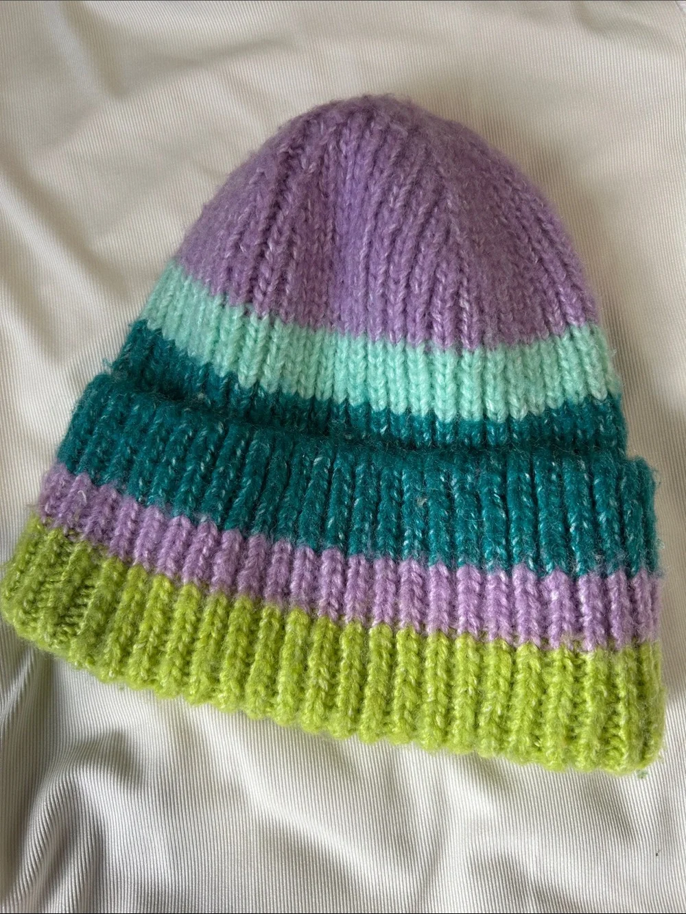 GAP Kids Striped Knit Beanie - Purple, Teal & Lime